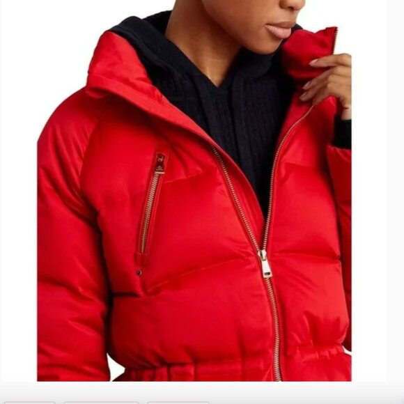 Ralph Lauren Satin Down Puffer Jacket in Lipstick Red Size XXS fits like XS/S - Picture 4 of 16